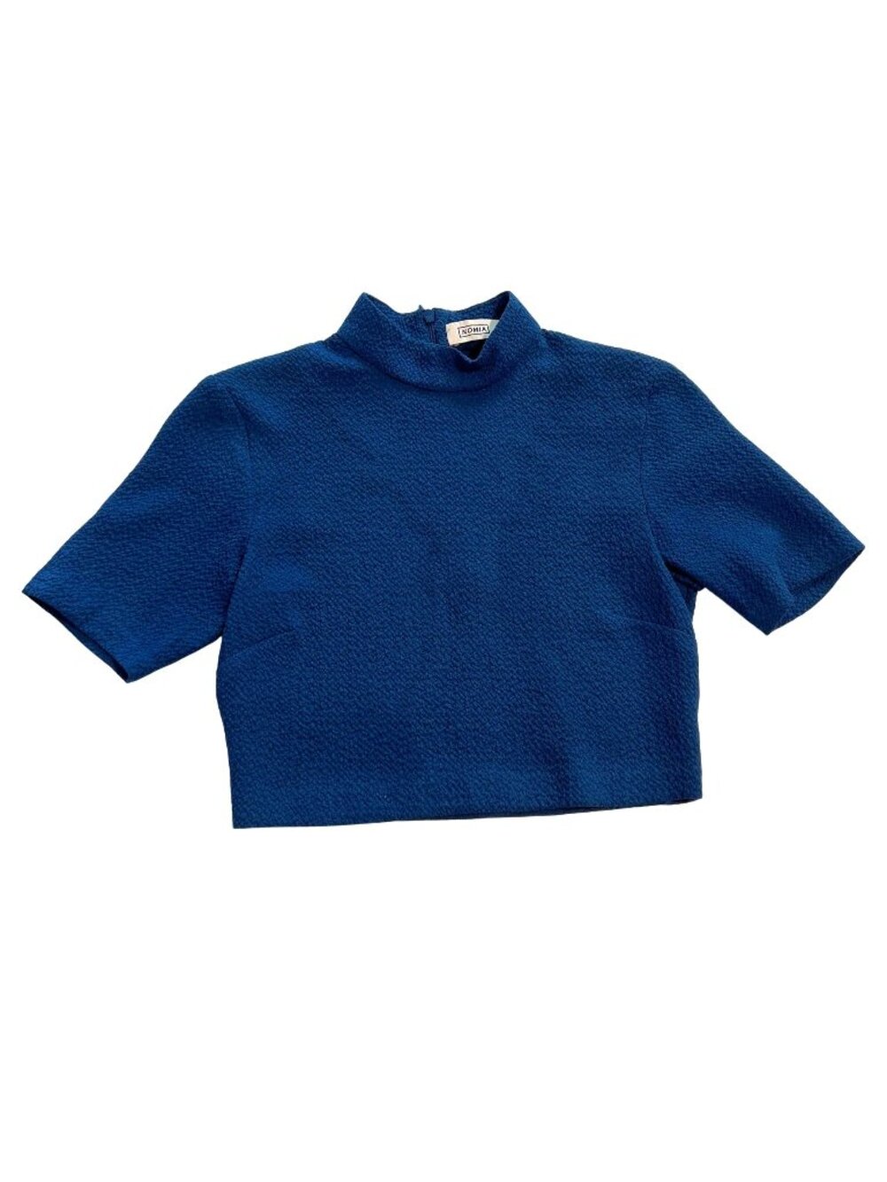 NOMIA Mock Neck Crop Top in Blue